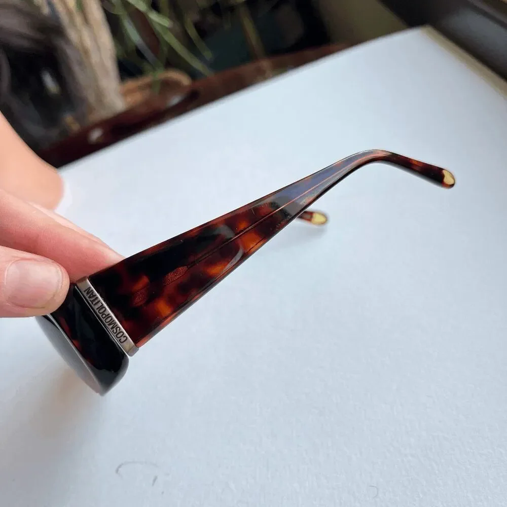 VTG Cosmopolitan Y2K Slim Rectangle Sunglasses Tortoise Gradient Lens